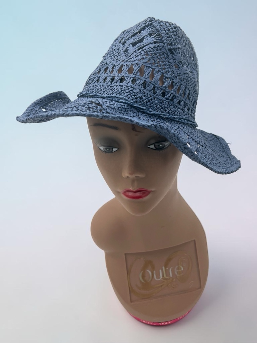 NWOT Women's Blue Crochet Western Cowboy Sun Hat Beach Fedora